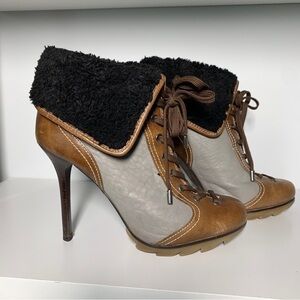 BCBG Maxazria Lace-up Lambskin Leather Booties